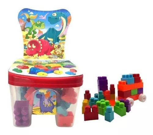 CADEIRA BAÚ E BLOCOS DE MONTAR INFANTIL EDUCATIVO