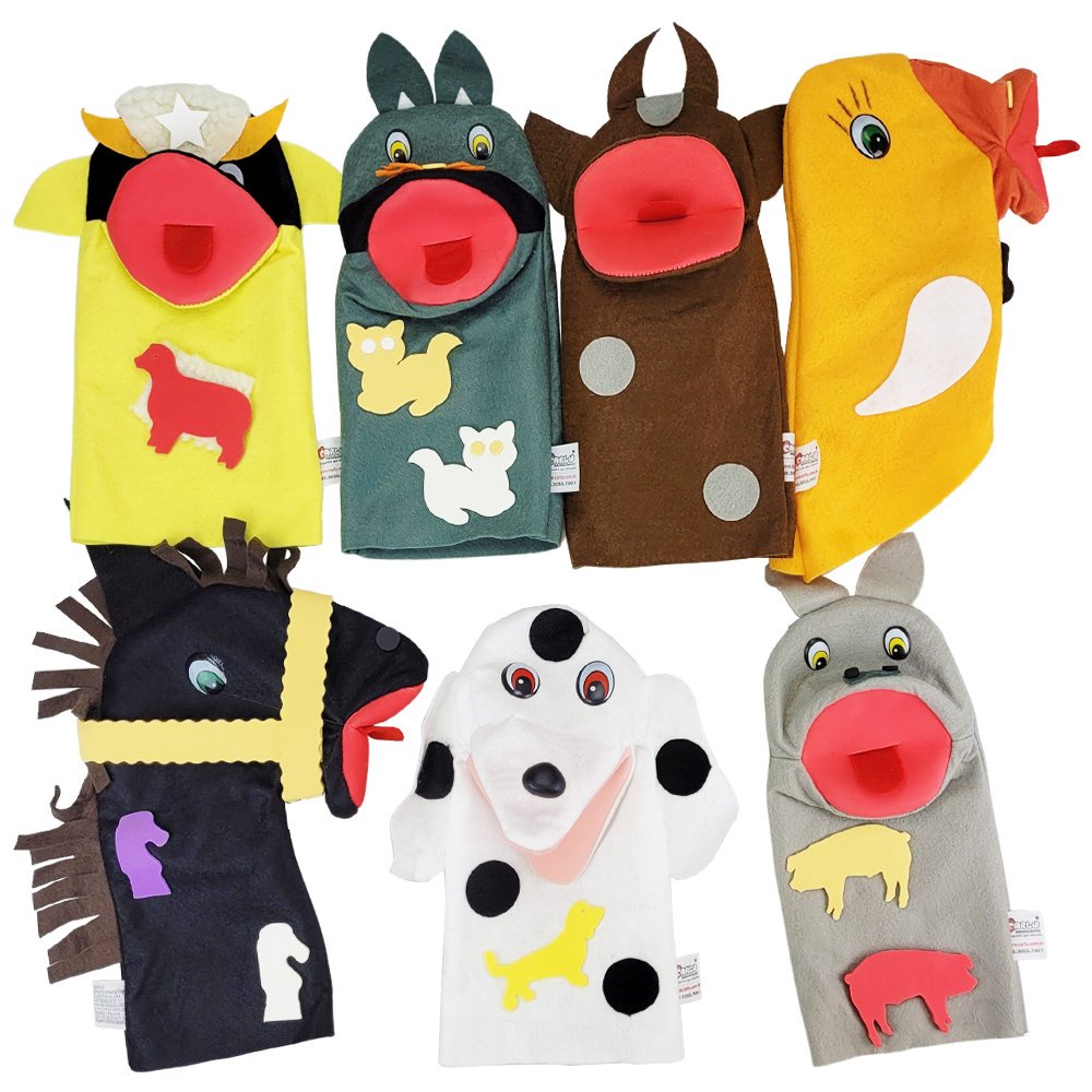 KIT COM 7 FANTOCHES DE ANIMAIS SELVAGENS