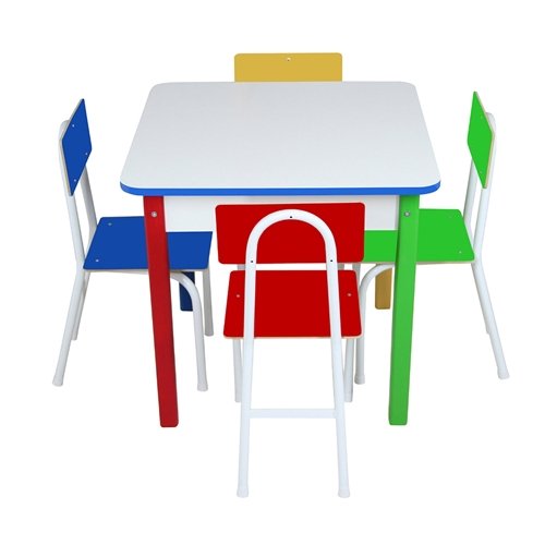 MESA COM 04 CADEIRAS DE FERRO