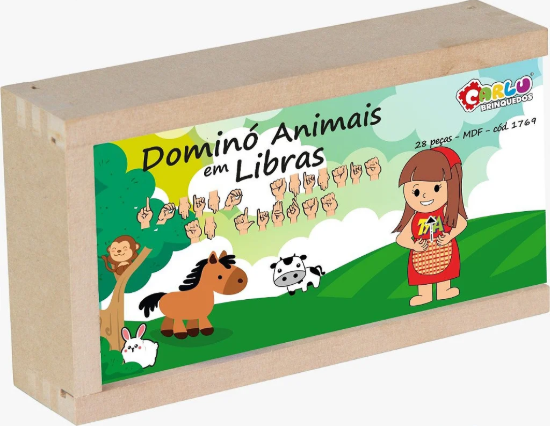 Brinquedo Educativo Domino Animais Em Libras
