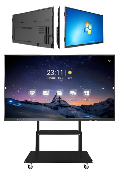 TELA INTERATIVA DE 75” COM SUPORTE MÓVEL COM RODÍZIOS