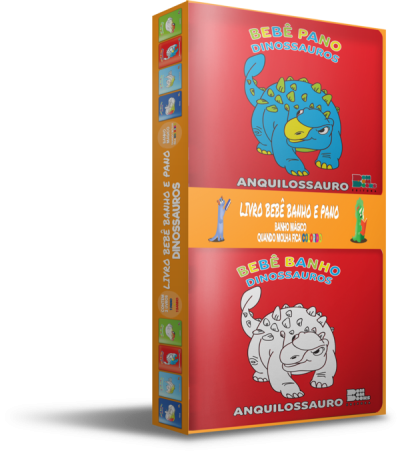 LIVRO DE TECIDO KIT BEBÊ BANHO PANO E DINOSSAURO