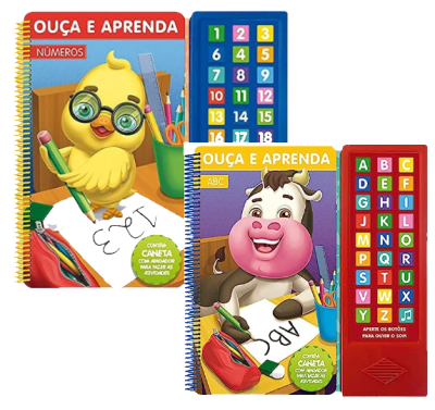 KIT DE LIVROS SONOROS- OUÇA E APRENDA (ABC E NÚMEROS)