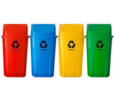 KIT COM 4 LIXEIRAS SELETIVAS 60L